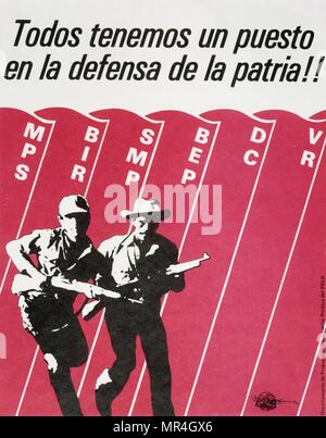 Front sandiniste de libération nationale (FSLN) affiche de propagande au Nicaragua. Le parti a été nommé d'après Augusto César Sandino, qui a dirigé la résistance contre l'occupation américaine du Nicaragua dans les années 1930. Le FSLN a renversé Anastasio Somoza en 1979, mettant fin à la dynastie des Somoza, et établi un gouvernement révolutionnaire à sa place. Après leur prise du pouvoir, les Sandinistes du Nicaragua a décidé de 1979 à 1990, d'abord dans le cadre d'une junte de reconstruction nationale. Banque D'Images