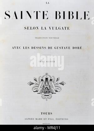 Page de titre de la Sainte Bible, 1866, avec gravures, illustration par Gustave Dore (1832-1883) Banque D'Images