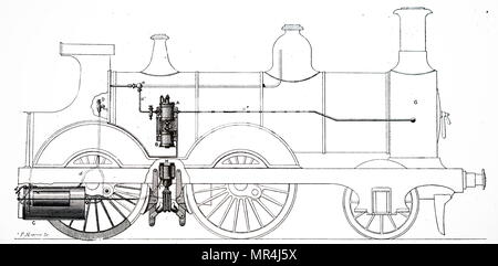 Illustration représentant une locomotive équipée de la Westinghouse air freins. En date du 19e siècle Banque D'Images