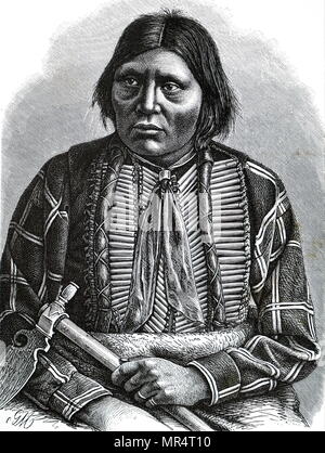 Portrait de Gray Eagle, un chef Apache. L'Apache sont un groupe de tribus américaines autochtones liés à la culture dans le sud-ouest des États-Unis. En date du 19e siècle Banque D'Images