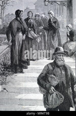 Gravure représentant des femmes âgées sur leur façon de la workhouse. Illustré par Davidson Knowles (1852-1901) un peintre et artiste britannique de l'ère victorienne. En date du 19e siècle Banque D'Images