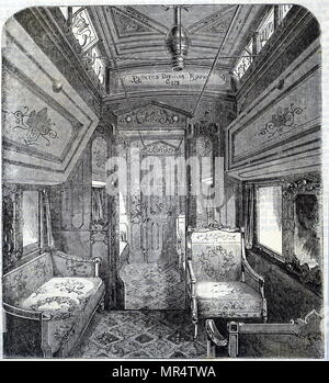 Gravure représentant une voiture salon Pullman. En date du 19e siècle Banque D'Images