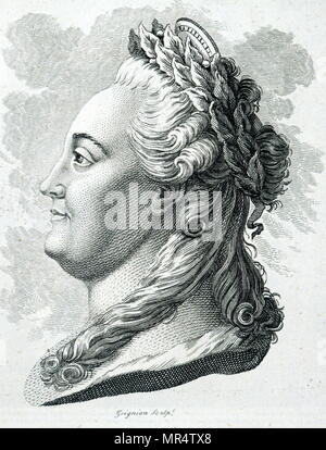 Portrait de Catherine la Grande (1729-1796) impératrice de Russie à partir de 1762 jusqu'en 1796, le pays le plus longtemps en arrêt femme chef. En date du 18e siècle Banque D'Images