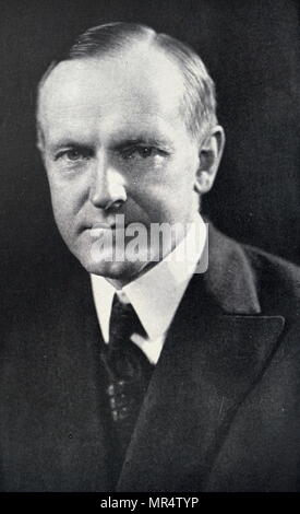 Portrait photographique de Calvin Coolidge (1872-1933) ancien Président des États-Unis d'Amérique. En date du 20e siècle Banque D'Images