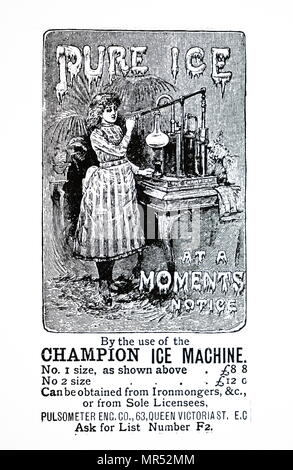 Publicité pour défendre Machines à glace. En date du 19e siècle Banque D'Images