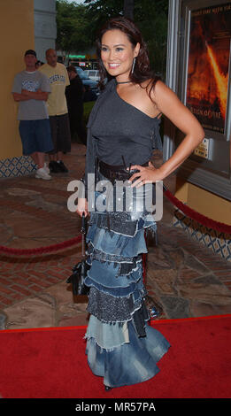 Tia Carrera arrivant à la première de règne du feu au Westwood Village Theatre de Los Angeles. Le 9 juillet. L'année 2002. CarreraTia02 Red Carpet Event, Vertical, USA, Cinéma, Célébrités, photographie, Bestof, Arts, Culture et divertissement, Célébrités Topix fashion / Vertical, Best of, événement dans la vie d'Hollywood, Californie - Tapis rouge et en backstage, USA, Cinéma, Célébrités, cinéma, télévision, Célébrités célébrités musique, photographie, Arts et culture, Bestof, divertissement, Topix, vertical, une seule personne, à partir de l'année 2002 , tsuni@Gamma-USA.com - enquête, la Mode Pleine longueur Banque D'Images