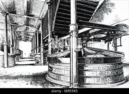 Gravure d'une scène de l'intérieur de la plus jeune WM & Co., Holyrood Brewery - la particuliarité de scène, où le malt et l'eau ont été bien mélangés ensemble. En date du 19e siècle Banque D'Images
