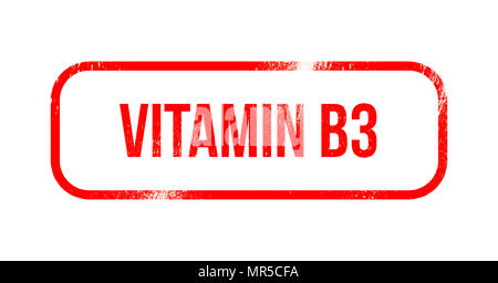 La vitamine B3 - rouge grunge stamp, caoutchouc Banque D'Images