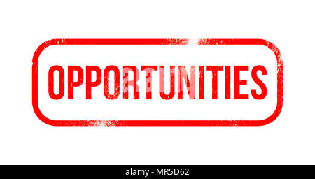Opportunités - red grunge stamp, caoutchouc Banque D'Images