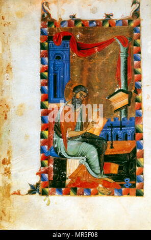 Manuscrit illustré chrétienne arménienne montrant l'Évangile de saint Matthieu, 14e siècle Banque D'Images