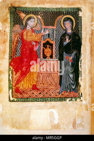 13e siècle, l'Eglise évangélique arménienne manuscrit, l'Annonciation Banque D'Images