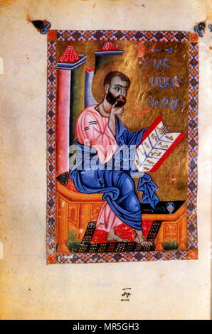 13e siècle, l'Eglise évangélique arménienne manuscrit, l'Évangéliste St Marc Banque D'Images