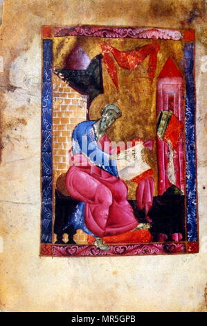 13e siècle, l'Eglise évangélique arménienne manuscrit, l'évangéliste Saint Matthieu Banque D'Images