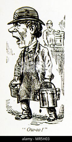 19e siècle caricature d'un vendeur de rue c transport de l'eau et les oeufs en Angleterre vers 1880 Banque D'Images