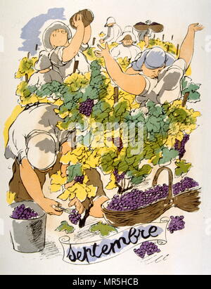 Vin humour Illustration 1946, Illustration par Julien Pavil, (1895-1952), illustrateur français du 20e siècle, humoriste et artiste de l'affiche. Il a illustré plusieurs livres entre 1929 et 1945. Banque D'Images