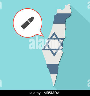 Illustration d'une ombre portée de l'Israël carte avec son drapeau et une bande dessinée avec une icône balle ballon Banque D'Images