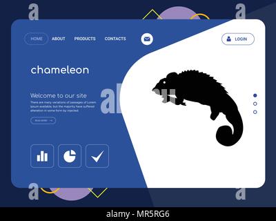 Une page de qualité Modèle de site Web caméléon, EPS vectoriel Web Design moderne avec télévision et des éléments d'INTERFACE UTILISATEUR illustration paysage, idéal pour landing page Illustration de Vecteur