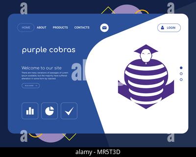 Une page de qualité purple cobras EPS vectoriel Modèle de site Web, Web Design moderne avec télévision et des éléments d'INTERFACE UTILISATEUR illustration paysage, idéal pour landing page Illustration de Vecteur