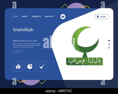Un site Web de qualité Page bismillah Modèle Vector EPS, Web Design moderne avec télévision et des éléments d'INTERFACE UTILISATEUR illustration paysage, idéal pour landing page Illustration de Vecteur