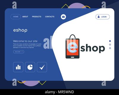 Un site Web de qualité Page eshop Modèle Vector EPS, Web Design moderne avec télévision et des éléments d'INTERFACE UTILISATEUR illustration paysage, idéal pour landing page Illustration de Vecteur
