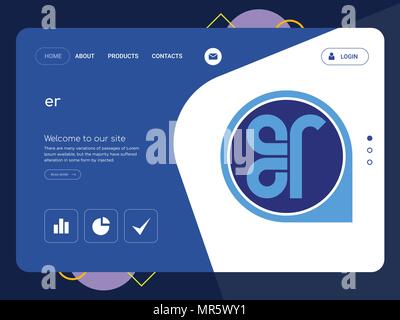 Une page de qualité er EPS vectoriel Modèle de site Web, Web Design moderne avec télévision et des éléments d'INTERFACE UTILISATEUR illustration paysage, idéal pour landing page Illustration de Vecteur