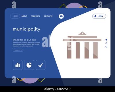 Un site Web de qualité Page municipalité modèle Vector EPS, Web Design moderne avec télévision et des éléments d'INTERFACE UTILISATEUR illustration paysage, idéal pour landing page Illustration de Vecteur