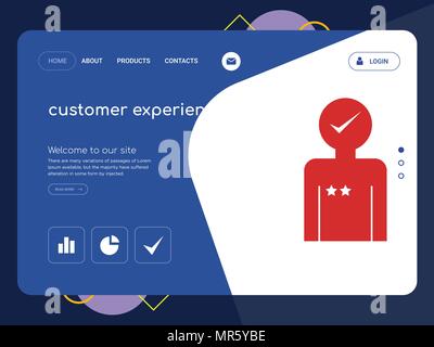 Une expérience client de qualité Page Modèle de site Web, EPS vectoriel Web Design moderne avec télévision et des éléments d'INTERFACE UTILISATEUR illustration paysage, idéal pour landin Illustration de Vecteur