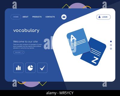 Une page de qualité Modèle de site Web de vocabulaire, EPS vectoriel Web Design moderne avec télévision et des éléments d'INTERFACE UTILISATEUR illustration paysage, idéal pour landing page Illustration de Vecteur