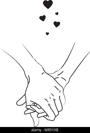 Illustration de l'art en ligne d'un homme et une femme tenant la main .valentine's day Illustration de Vecteur