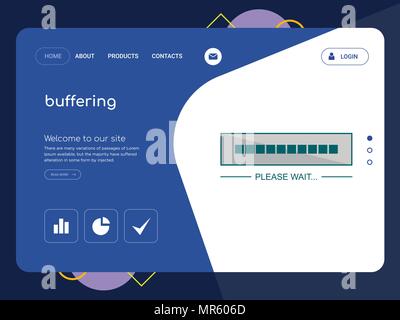 Une page de qualité Modèle de site Web de mise en mémoire tampon, EPS vectoriel Web Design moderne avec télévision et des éléments d'INTERFACE UTILISATEUR illustration paysage, idéal pour landing page Illustration de Vecteur