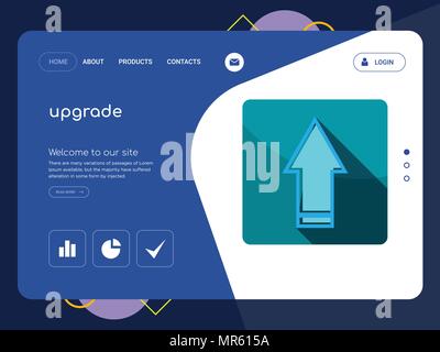 Une mise à niveau de la qualité de la page Modèle de site Web, EPS vectoriel Web Design moderne avec télévision et des éléments d'INTERFACE UTILISATEUR illustration paysage, idéal pour landing page Illustration de Vecteur