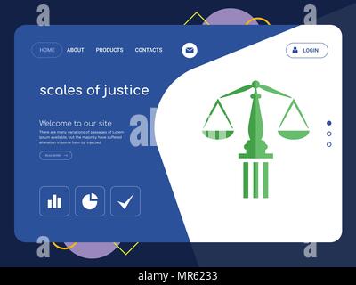 Une page de qualité balance de la justice, EPS vectoriel Modèle de site Web Web Design moderne avec télévision et des éléments d'INTERFACE UTILISATEUR illustration paysage, idéal pour l'atterrissage Illustration de Vecteur