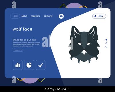 Une page de qualité face au loup, EPS vectoriel Modèle de site Web Web Design moderne avec télévision et des éléments d'INTERFACE UTILISATEUR illustration paysage, idéal pour landing page Illustration de Vecteur