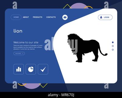 Une page de qualité Modèle de site Web lion, EPS vectoriel Web Design moderne avec télévision et des éléments d'INTERFACE UTILISATEUR illustration paysage, idéal pour landing page Illustration de Vecteur