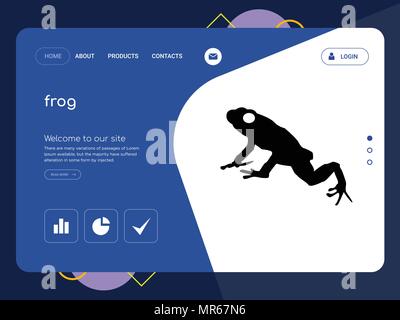 Une page de qualité Modèle de site Web grenouille, EPS vectoriel Web Design moderne avec télévision et des éléments d'INTERFACE UTILISATEUR illustration paysage, idéal pour landing page Illustration de Vecteur