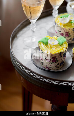 Cupcakes au printemps et du vin Banque D'Images