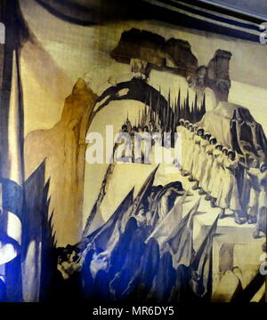 Murales, salle du Conseil, Palais des Nations, Genève (Suisse). Sur le plafond et les murs. Peint en 1936, par l'artiste catalan José María Sert, étaient un cadeau du gouvernement de l'Espagne. Elles représentent le progrès humain à travers la santé, la technologie, la liberté et la paix. C'était la maison de la Société des Nations, et est l'actuel lieu de rencontre de la Conférence du désarmement. Banque D'Images