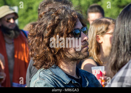 Les gens qui suivent un concert à un festival de musique Banque D'Images