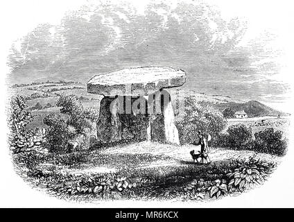 Gravure illustrant le contenu du kit Maison Coty chambré un long Barrow situé près du village d'Aylesford, Kent. En date du 19e siècle Banque D'Images