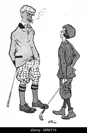 Caricature montrant le golf fashion, au début du xxe siècle. En date du 20e siècle Banque D'Images