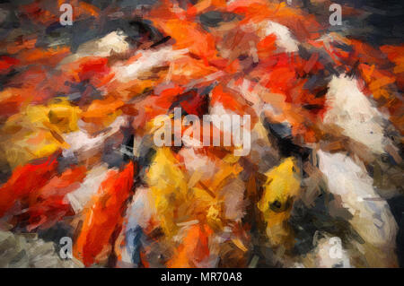 Numérique abstrait huile sur toile plein de texture et couleur vive Banque D'Images