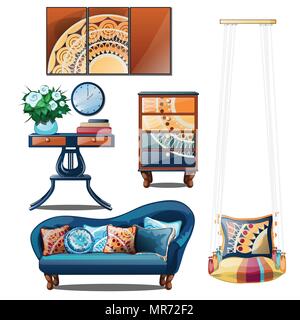 Intérieur avec des ornements colorés isolé sur un fond blanc. Vector illustration. Illustration de Vecteur