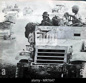 Des soldats israéliens entrer dans la bataille dans les hauteurs du Golan, en Syrie, au cours de la guerre des Six Jours en 1967. Banque D'Images