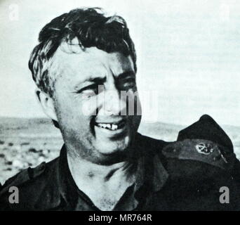 Le général Ariel Sharon pendant la Guerre des Six Jours, 1967. Ariel Sharon (1928-2014) général et homme politique israélien ;. Premier Ministre d'Israël à partir de mars 2001 jusqu'en avril 2006. Banque D'Images