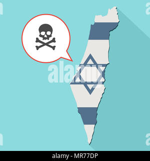 Illustration d'une ombre portée de l'Israël carte avec son drapeau et une bande dessinée avec un symbole de crâne de ballon Banque D'Images