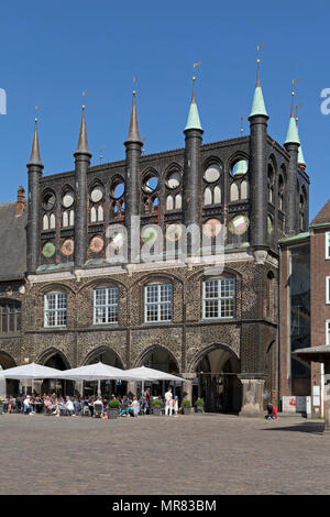 Hôtel de ville, place du marché, Luebeck, Schleswig-Holstein, Allemagne Banque D'Images