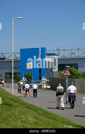 Exeter, Devon, UK - 19 mai 2018 : les chefs d'Exeter et Newcastle Falcons fans assister à l'Aviva Premiership match de demi-finale à Sandy Park à Exeter, UK Banque D'Images