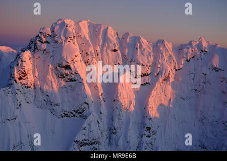 Orgue de 1350, au coucher du soleil, la montagne, Mounains Chugach Alaska Banque D'Images