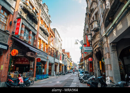 Taipei, Taiwan - le 25 avril 2018 : La rue Dihua, Taiwan vieux quartier traditionnel store Banque D'Images