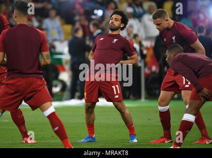 Kiev, Ukraine, le 26 mai 2018, le football, Ligue des Champions, Real Madrid vs FC Liverpool, finale au Complexe sportif national Olimpiyskiy. L'équipe de Liverpool avec Mohamed Salah (C) l'échauffement avant le match. Photo : Ina Fassbender/dpa dpa : Crédit photo alliance/Alamy Live News Crédit : afp photo alliance/Alamy Live News Crédit : afp photo alliance/Alamy Live News Crédit : afp photo alliance/Alamy Live News Banque D'Images